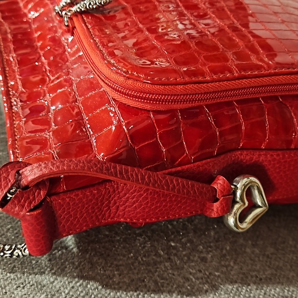 Vintage Brighton Red Croc Embossed Leather Handbag - Picture 6 of 16